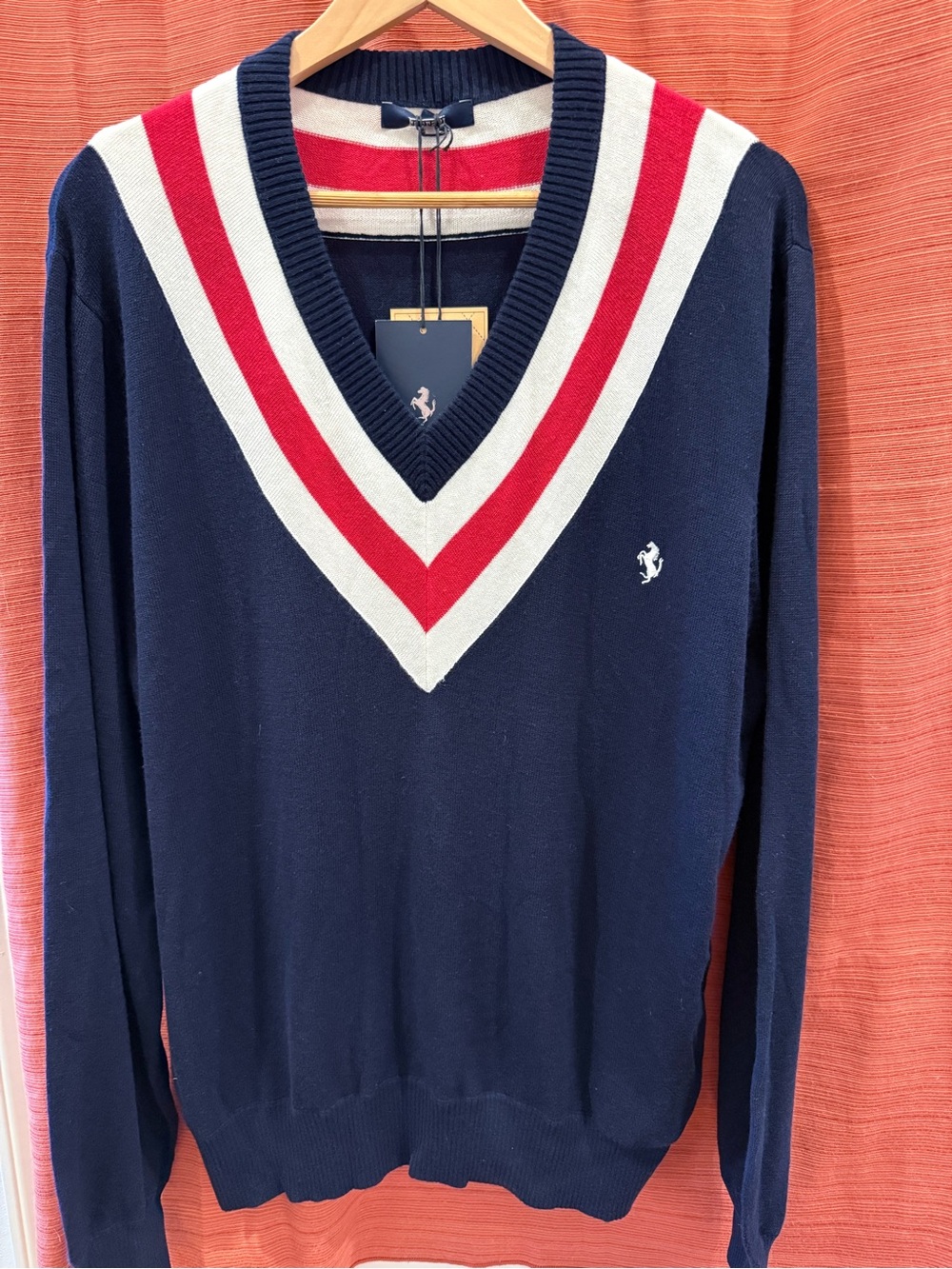 Ferrari Prancing Horse Collection Cashmere Blend V-Neck Sweater NWT